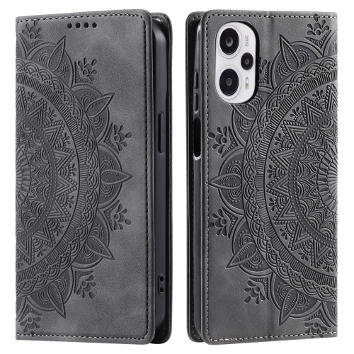 

For Xiaomi Poco F5 / Redmi Note 12 Turbo Totem Embossed Magnetic Leather Phone Case(Grey)