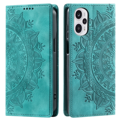 

For Xiaomi Poco F5 / Redmi Note 12 Turbo Totem Embossed Magnetic Leather Phone Case(Green)
