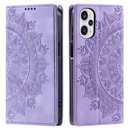 

For Xiaomi Poco F5 / Redmi Note 12 Turbo Totem Embossed Magnetic Leather Phone Case(Purple)