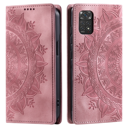 

For Xiaomi Redmi Note 11 Global / 11S 4G Totem Embossed Magnetic Leather Phone Case(Rose Gold)