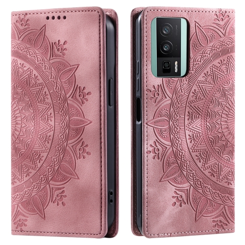

For Xiaomi Redmi K60 / K60 Pro Totem Embossed Magnetic Leather Phone Case(Rose Gold)