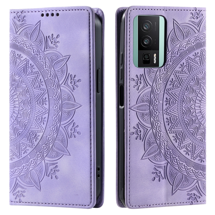 

For Xiaomi Redmi K60 / K60 Pro Totem Embossed Magnetic Leather Phone Case(Purple)