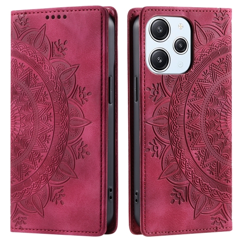 

For Xiaomi Redmi 12 4G/5G / Note 12R Totem Embossed Magnetic Leather Phone Case(Red)