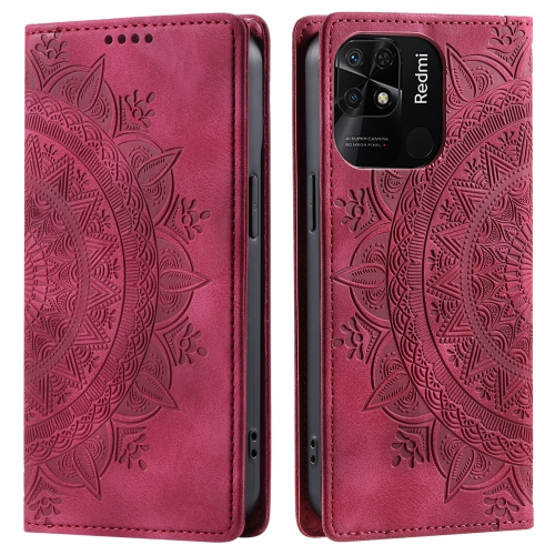 

For Xiaomi Redmi 10C 4G Global / 10 India Totem Embossed Magnetic Leather Phone Case(Red)