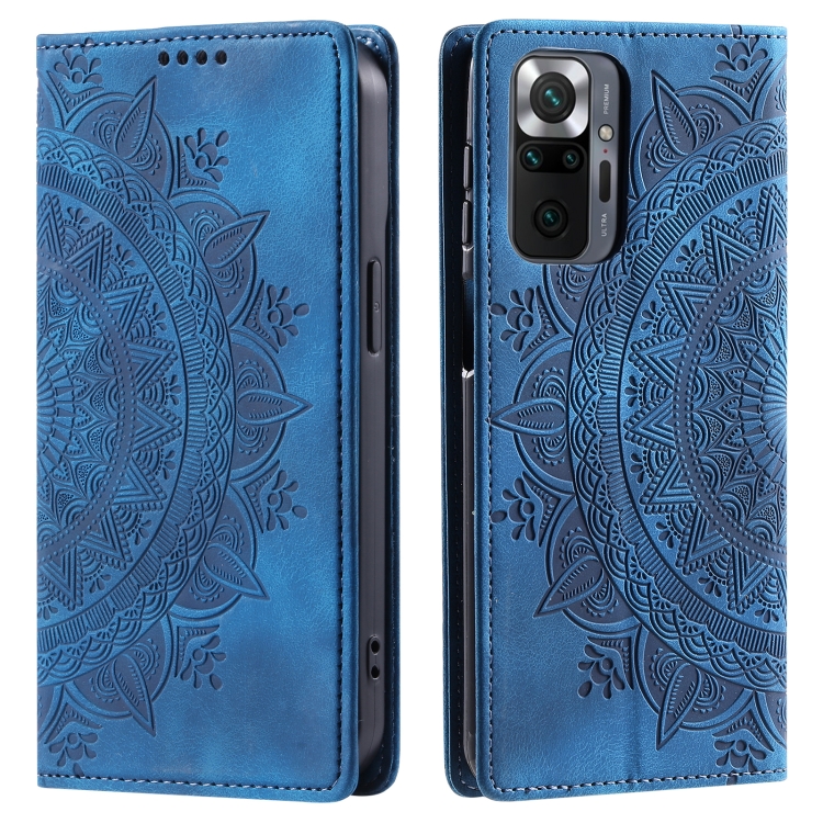 

For Xiaomi Redmi Note 10 Pro 4G Global Totem Embossed Magnetic Leather Phone Case(Blue)