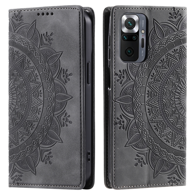 

For Xiaomi Redmi Note 10 Pro 4G Global Totem Embossed Magnetic Leather Phone Case(Grey)
