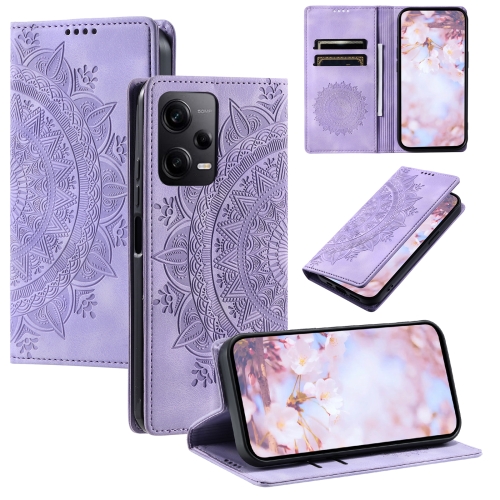 

For Xiaomi Redmi Note 12 Pro Global Totem Embossed Magnetic Leather Phone Case(Purple)