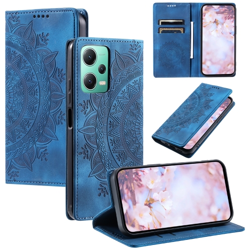 

For Xiaomi Redmi Note 12 5G Global Totem Embossed Magnetic Leather Phone Case(Blue)