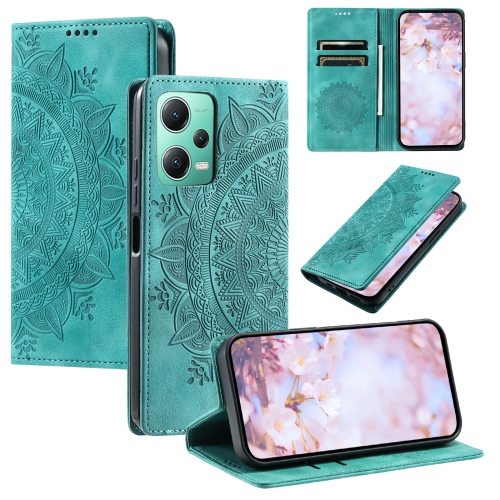 

For Xiaomi Redmi Note 12 5G Global Totem Embossed Magnetic Leather Phone Case(Green)
