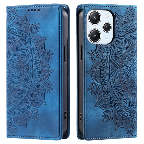 

For Xiaomi Redmi 13 4G Totem Embossed Magnetic Leather Phone Case(Blue)