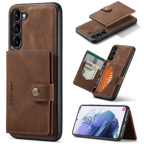 

For Samsung Galaxy S24+ 5G JEEHOOD J01 Retro Magnetic Detachable Wallet Phone Case(Brown)