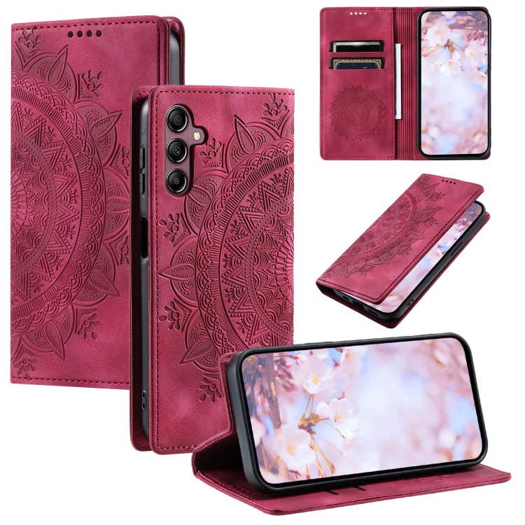 

For Samsung Galaxy A05s Totem Embossed Magnetic Leather Phone Case(Red)