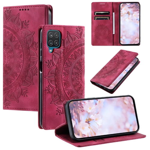 

For Samsung Galaxy A12 5G/M12/F12 Totem Embossed Magnetic Leather Phone Case(Red)