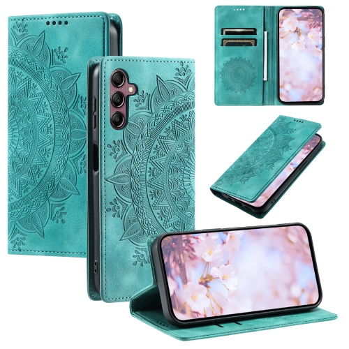 

For Samsung Galaxy A14 5G / 4G Totem Embossed Magnetic Leather Phone Case(Green)