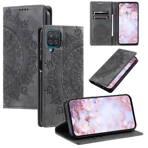 

For Samsung Galaxy A22 4G / M32 4G Totem Embossed Magnetic Leather Phone Case(Grey)