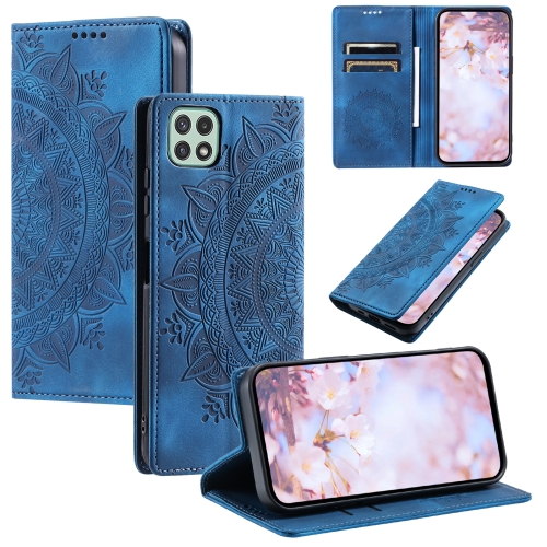 

For Samsung Galaxy A22 5G / A22s 5G Totem Embossed Magnetic Leather Phone Case(Blue)