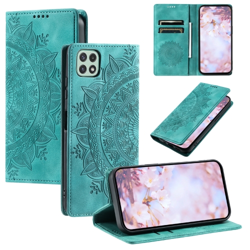 

For Samsung Galaxy A22 5G / A22s 5G Totem Embossed Magnetic Leather Phone Case(Green)