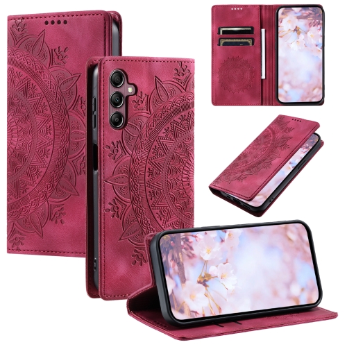 

For Samsung Galaxy A34 5G Totem Embossed Magnetic Leather Phone Case(Red)