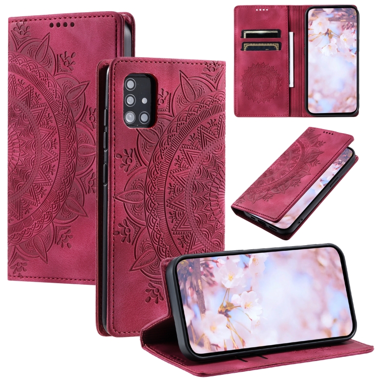 

For Samsung Galaxy A51 5G Totem Embossed Magnetic Leather Phone Case(Red)