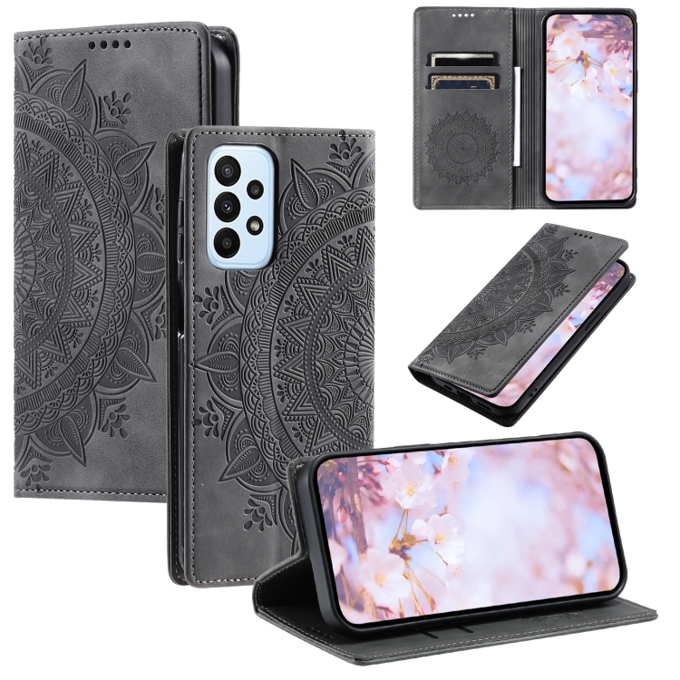

For Samsung Galaxy A53 5G Totem Embossed Magnetic Leather Phone Case(Grey)