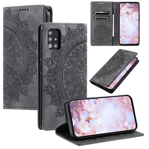 

For Samsung Galaxy A71 5G Totem Embossed Magnetic Leather Phone Case(Grey)