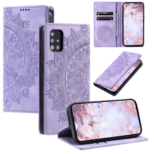 

For Samsung Galaxy A71 5G Totem Embossed Magnetic Leather Phone Case(Purple)