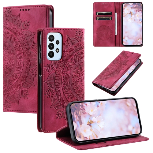 

For Samsung Galaxy A72 Totem Embossed Magnetic Leather Phone Case(Red)