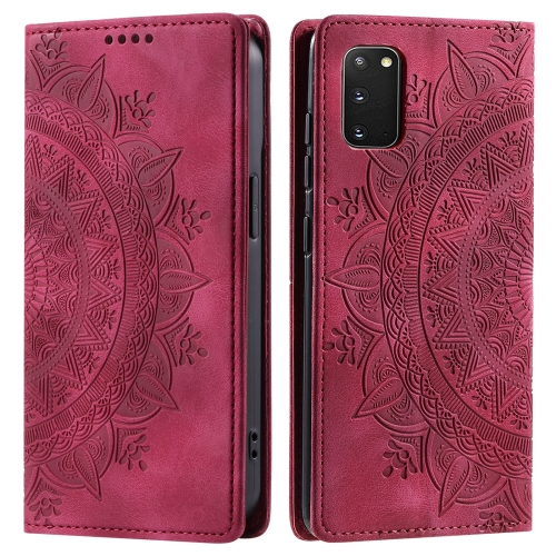 

For Samsung Galaxy S20 Totem Embossed Magnetic Leather Phone Case(Red)