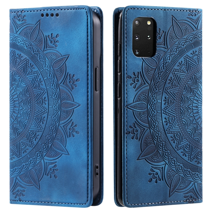 

For Samsung Galaxy S20+ Totem Embossed Magnetic Leather Phone Case(Blue)