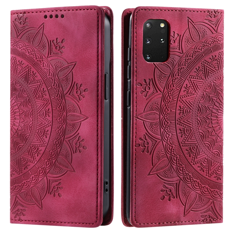 

For Samsung Galaxy S20+ Totem Embossed Magnetic Leather Phone Case(Red)