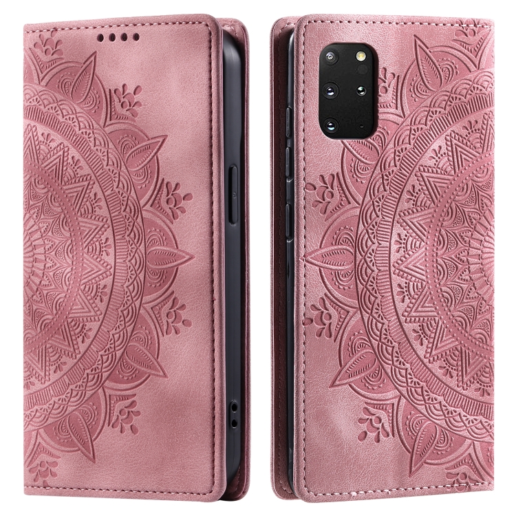 

For Samsung Galaxy S20+ Totem Embossed Magnetic Leather Phone Case(Rose Gold)