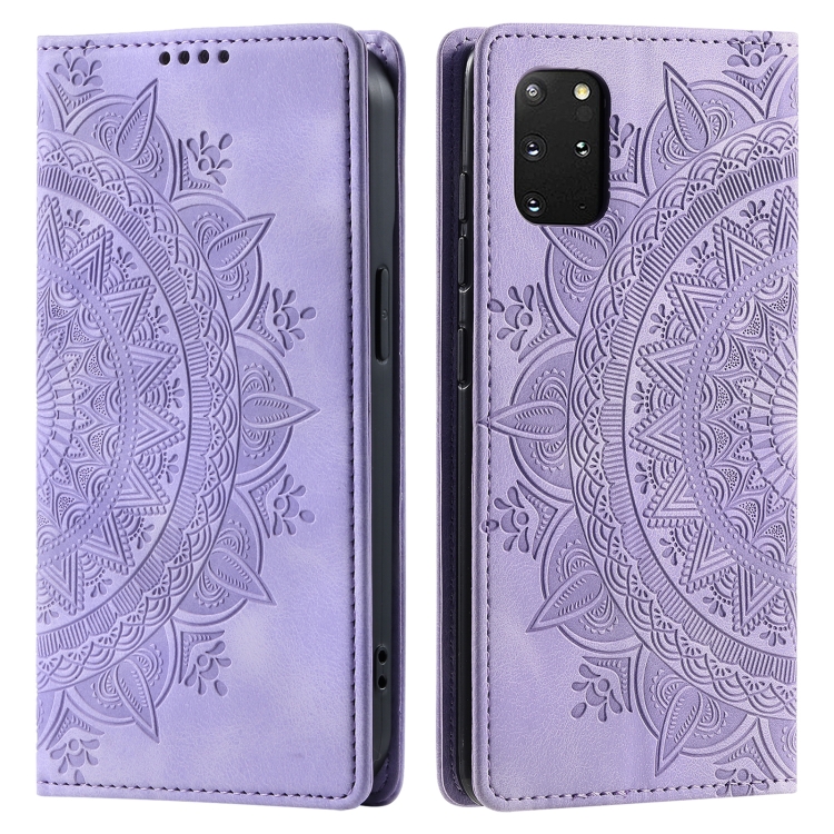 

For Samsung Galaxy S20+ Totem Embossed Magnetic Leather Phone Case(Purple)