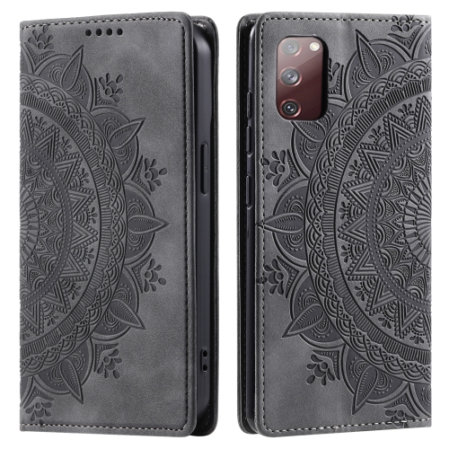 

For Samsung Galaxy S20 FE 4G / 5G Totem Embossed Magnetic Leather Phone Case(Grey)