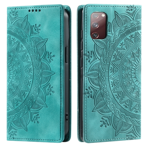 

For Samsung Galaxy S20 FE 4G / 5G Totem Embossed Magnetic Leather Phone Case(Green)