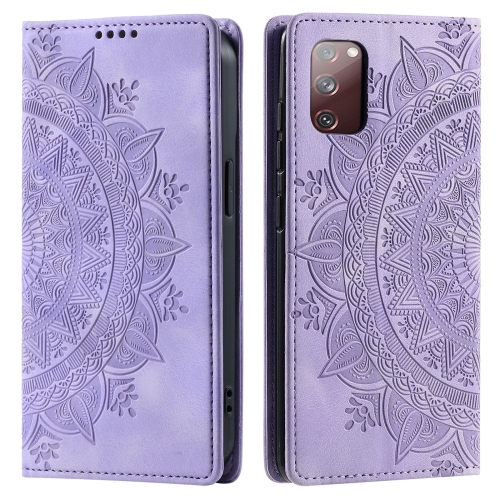 

For Samsung Galaxy S20 FE 4G / 5G Totem Embossed Magnetic Leather Phone Case(Purple)