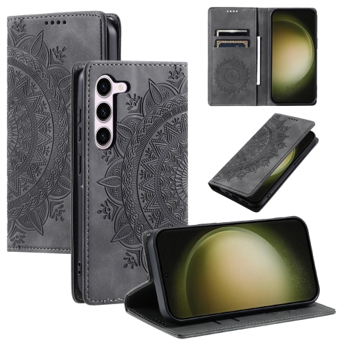 

For Samsung Galaxy S23 5G Totem Embossed Magnetic Leather Phone Case(Grey)