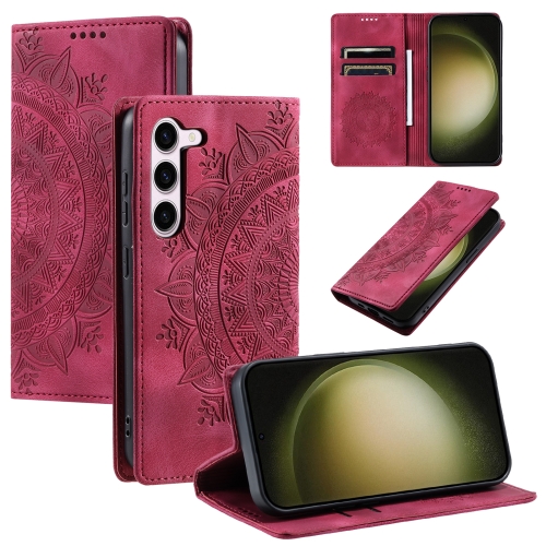 

For Samsung Galaxy S23 5G Totem Embossed Magnetic Leather Phone Case(Red)