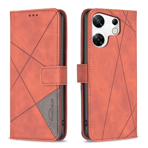 

For Infinix Zero 30 4G Magnetic Buckle Rhombus Texture Leather Phone Case(Brown)