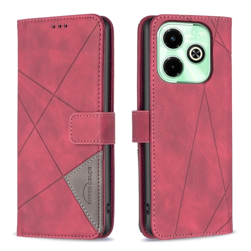 

For Infinix Hot 40i Magnetic Buckle Rhombus Texture Leather Phone Case(Red)