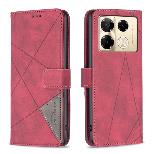 

For Infinix Note 40 Pro 4G/5G/40 Pro+ 5G Magnetic Buckle Rhombus Texture Leather Phone Case(Red)