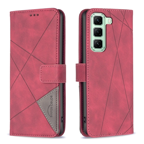 

For Infinix Hot 50 4G Magnetic Buckle Rhombus Texture Leather Phone Case(Red)