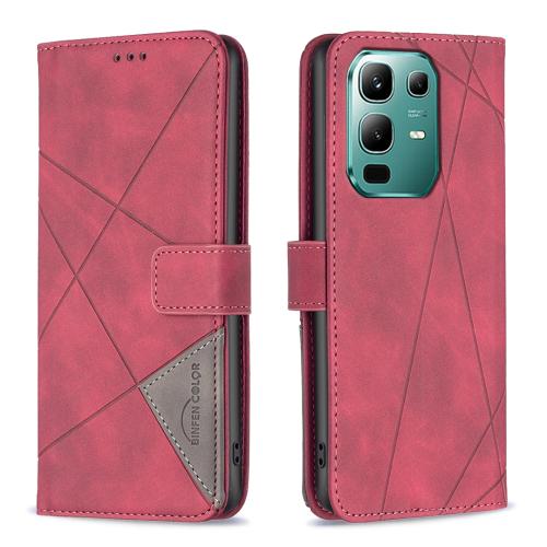 

For Infinix Note 50X 5G Magnetic Buckle Rhombus Texture Leather Phone Case(Red)