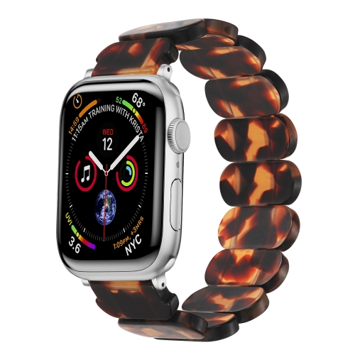 For Apple Watch Series 7 / 8 45mm Resin Watch Strap Set with Case Cover  Smart Watch Replacement Band - Tortoiseshell Color Wholesale