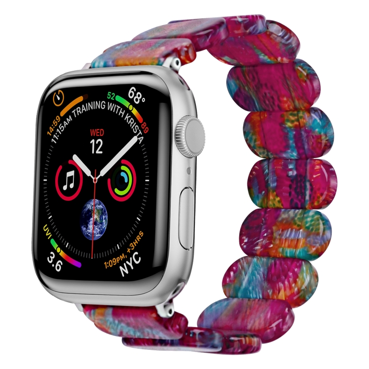

For Apple Watch Series 3 42mm Stretch Rope Resin Watch Band(Pearlescent Rainbow)