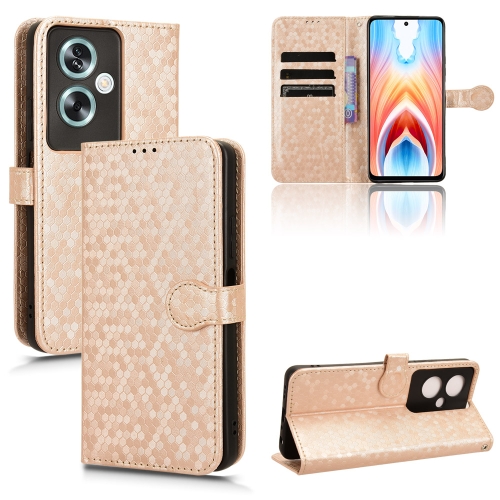 

For OPPO A79 5G Global / A2 Honeycomb Dot Texture Leather Phone Case(Gold)
