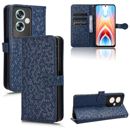 

For OPPO A79 5G Global / A2 Honeycomb Dot Texture Leather Phone Case(Blue)