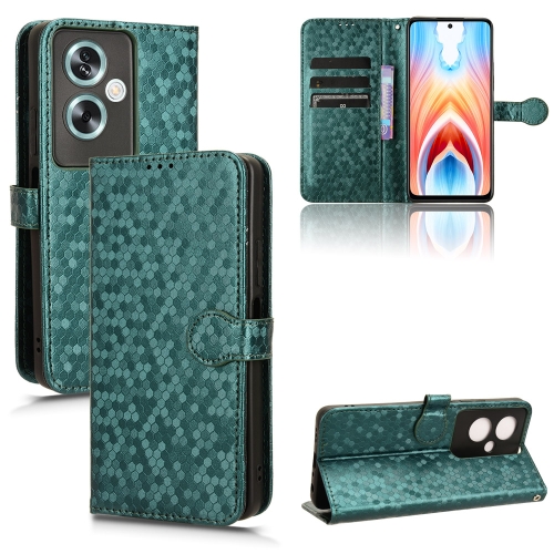 

For OPPO A79 5G Global / A2 Honeycomb Dot Texture Leather Phone Case(Green)