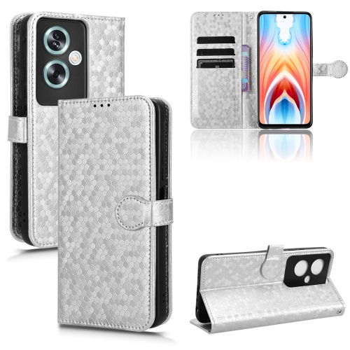 

For OPPO A79 5G Global / A2 Honeycomb Dot Texture Leather Phone Case(Silver)