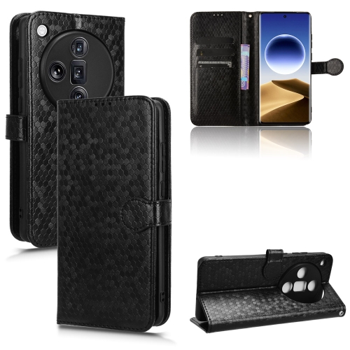 

For OPPO Find X7 Ultra Honeycomb Dot Texture Leather Phone Case(Black)