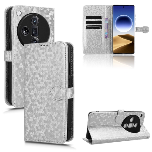 

For OPPO Find X7 Ultra Honeycomb Dot Texture Leather Phone Case(Silver)